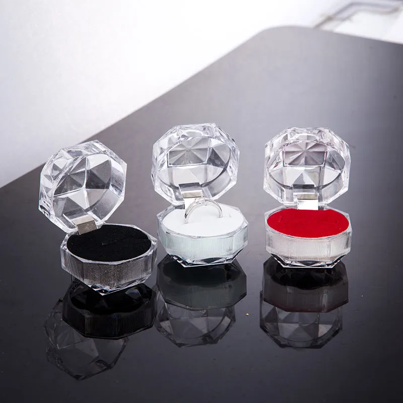 20pcs anelli scatola gioielli in acrilico trasparente regalo di nozze anello tappo antipolvere