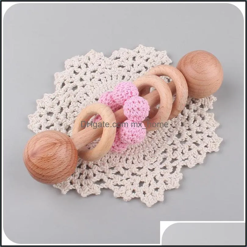 INS Baby Teethers Toys Teething Natural Wooden Ring Teether Infant kids Fingers Exercise Toy Soother Z5266