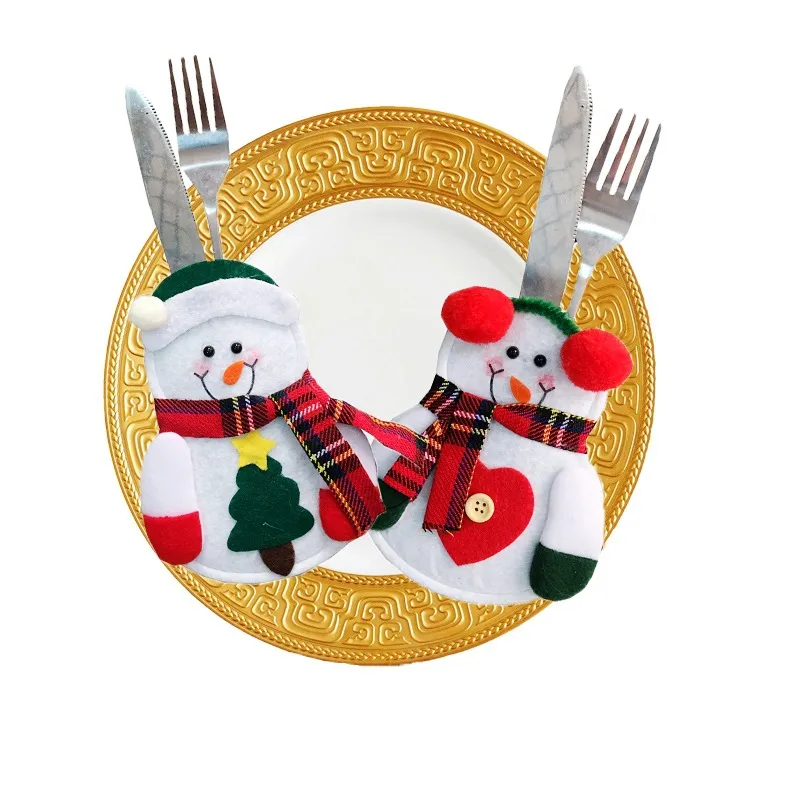 Cute Christmas Cutlery Holders Suit Pockets Tableware Storage Rack Table Decor Dinner Sets Knives Forks Spoon Bag Covers Xmas Tree Party Decorations JY0610