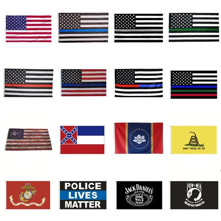 Nytt hem Amerika Stjärnor och Stripes Polis Flaggor 2nd Ändringsförslag Vintage Amerikanska flaggan Polyester USA Confederate Banners ZZA7103