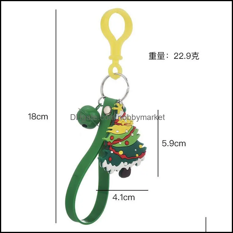 2021 Fashion Keychain PVC soft rubber silicone key chain creative old Snowman elk Doll Christmas Tree Pendant