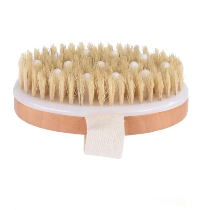 12x6cm Oval Skin Body Soft natural bristle Brush ellipse Wooden Bath Shower Cleaning Brushes without Handle A216164