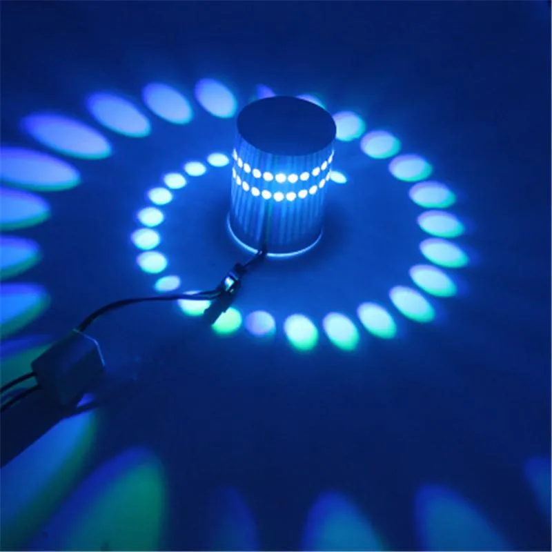 Lampada da parete RGB Spiral Hole Led 3W dimmerabile con telecomando Decorazione della luce per la casa KTV Bar Lobby per feste di matrimonio