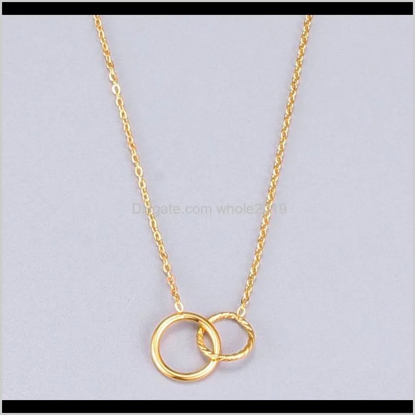 friendship for eternity necklace gold titanium steel interlocking infinity 2 circle gift jewelry friend woman pendant necklaces