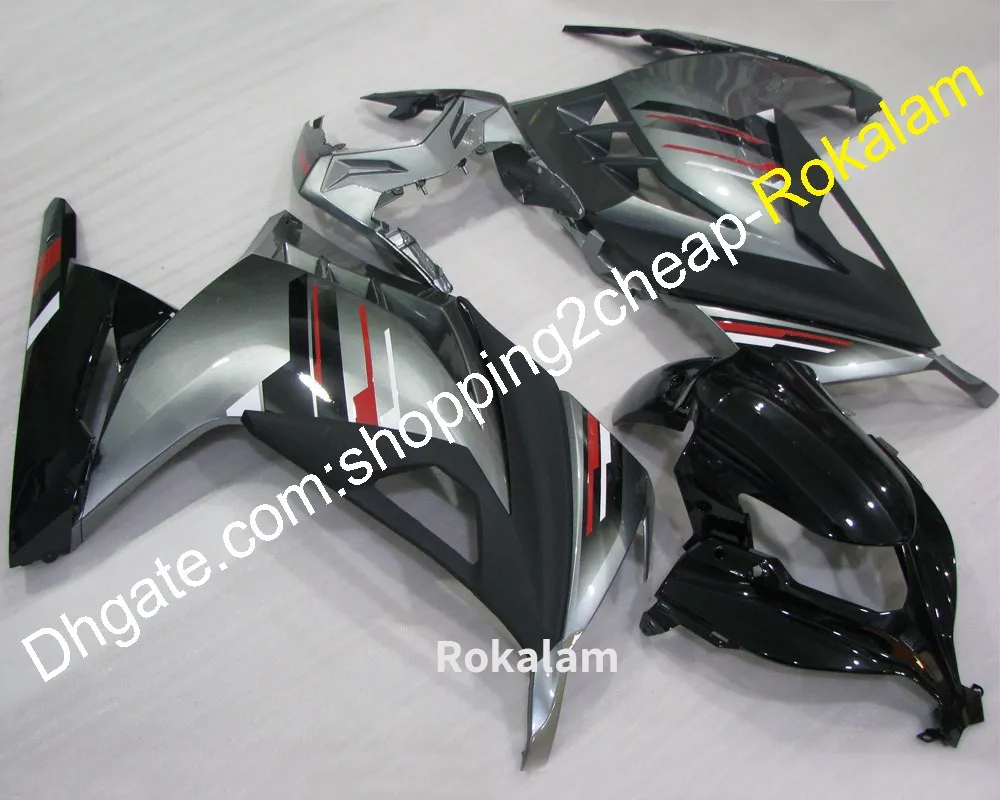 2013-2016 EX300 Capot de moto adapté pour Kawasaki EX 300R ZX300 13-16 Noir Argent Body Bodywrok Kit de carénage (moulage par injection)