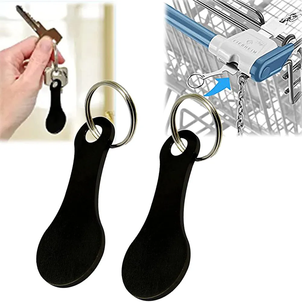 100pcs Keychains Metal Keyring Shopping Cart Tokens Hooks Removable Shopping Trolley Token Change Grocery Carts Biscuits Chains Accessories Keyrings 5.5*2.3cm