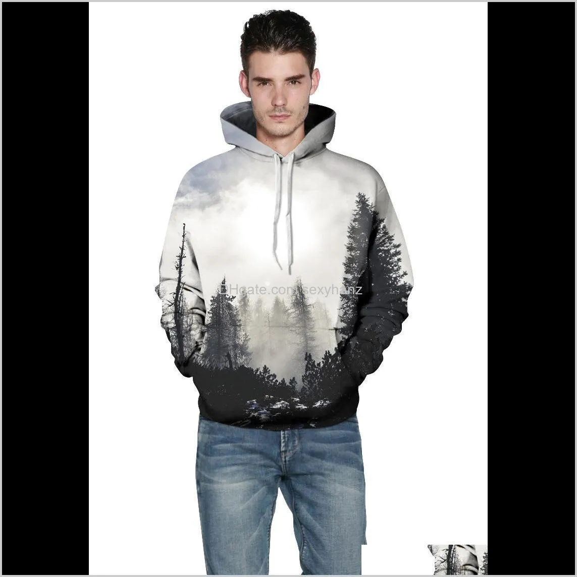 wholesale- s--4xl new harajuku style clothes women/men 3d hoodies print forest space galaxy brand sweatshirt pullovers crewneck tops