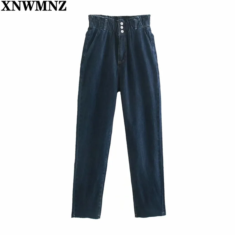 Kobiety Moda Sludy Dżinsy z rzutkami Vintage Patch Kieszenie Hi-Rise Jeans Zipper Fly Samica High Waist Spodnie Mujer 210520