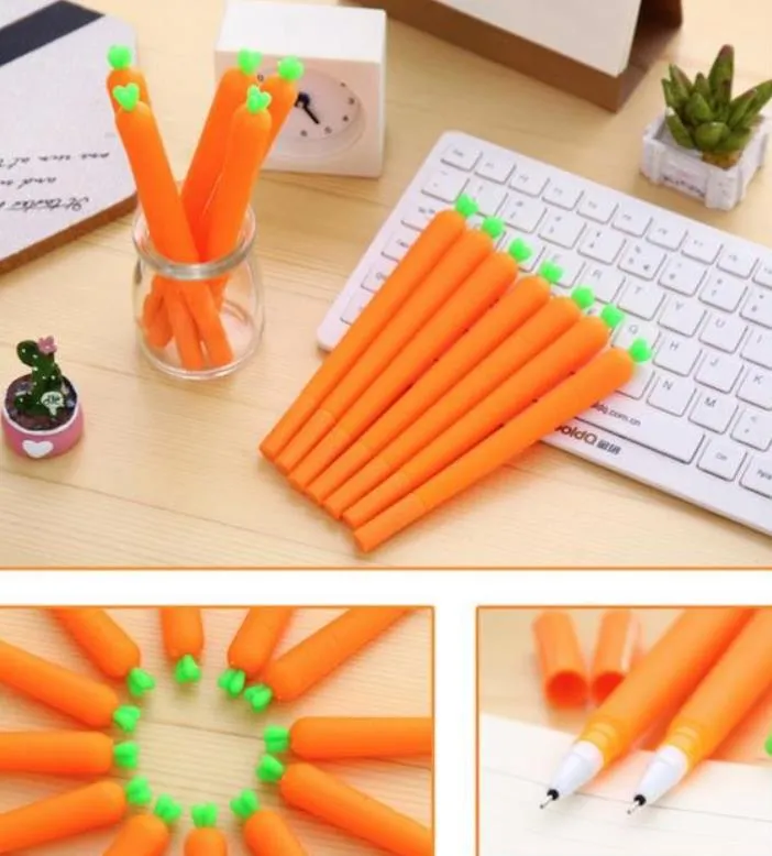 Cute Black Refill Neutral Pen Stationery Korean Personalized Signature Gel Pens Student Carrot Water-Based Pen