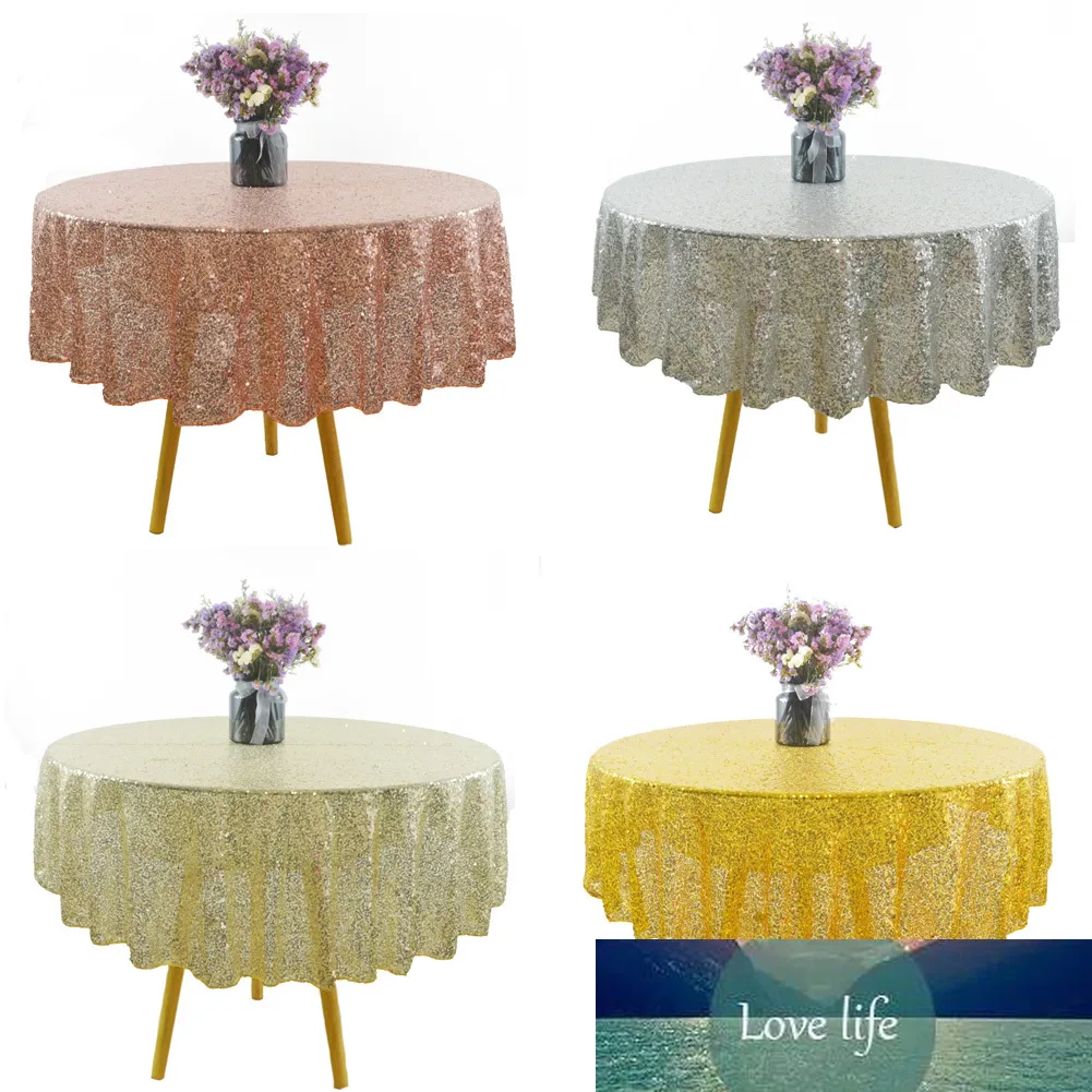 10pcs Round Sequin Table Cloth Wedding Table Decoration Glitter Party Banquet Christmas Birthday Gold 80cm/120cm