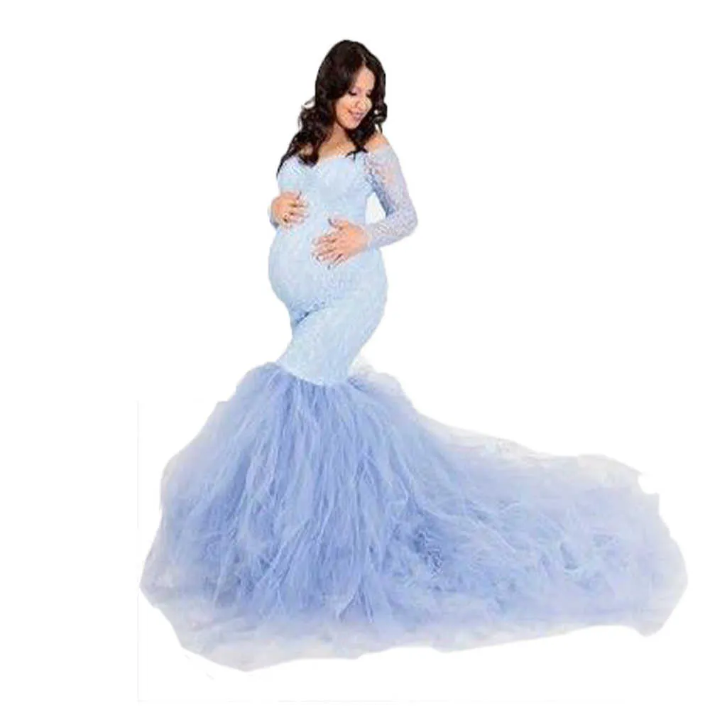 Elegence Maternity Photography Props Dresses Lace Mesh Long Pregnancy Dress For Pregnant Women Maxi Maternity Gown Photo Shoots (4)