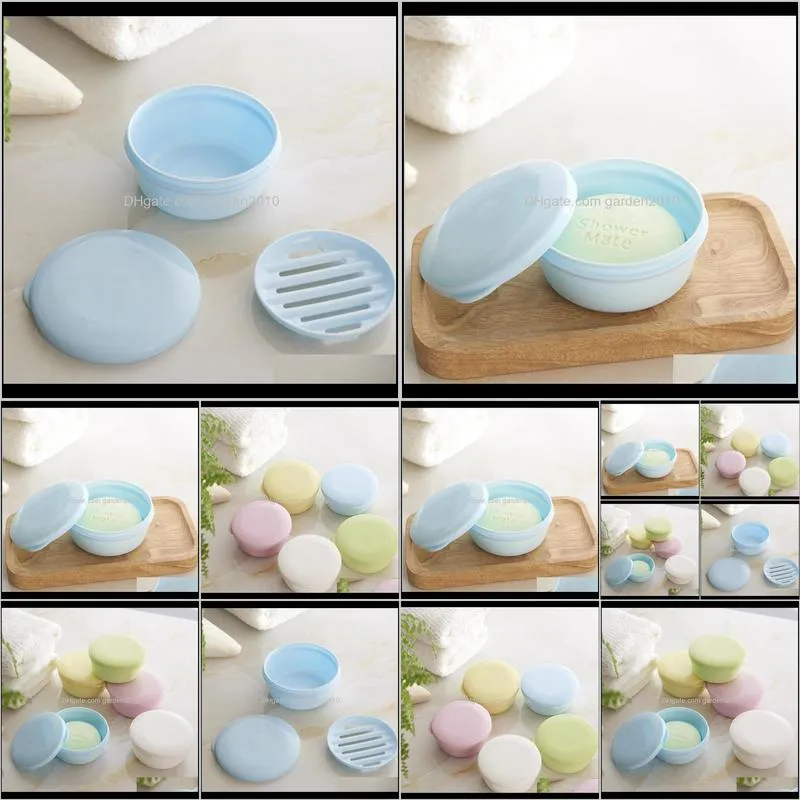 soap dish box bathroom sealed soap case holder container wash shower home round travel supplies