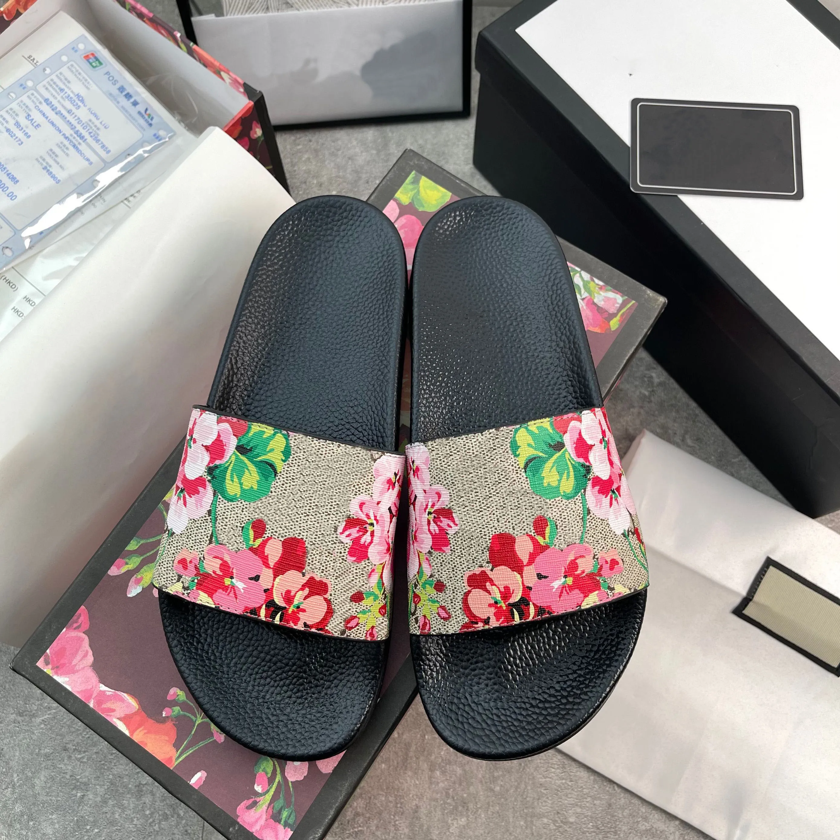 Designer Men Women Slippers Snake Print Slide Summer Wide Flat