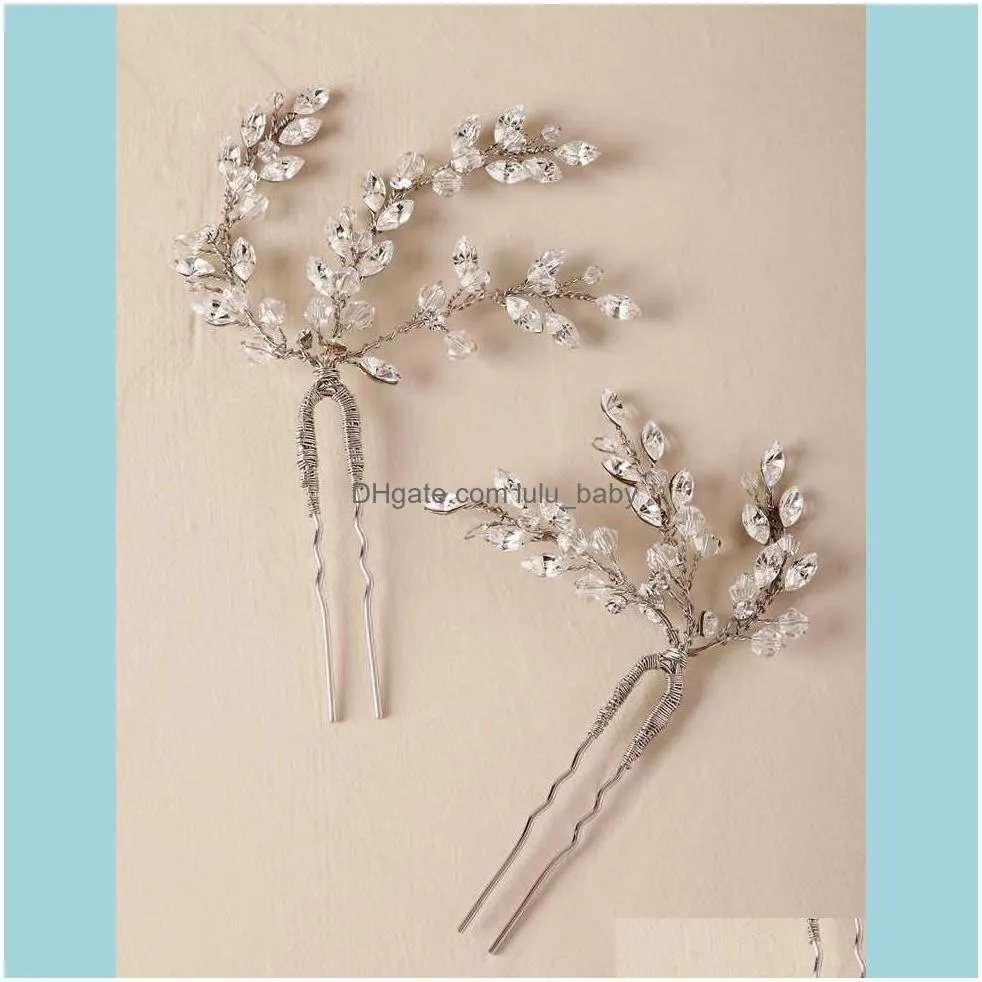 Vintage Hairpin Gold Silver Color Bridal Wedding Hair Accessories Pins Girl Handmade Ornaments Crystal Women Brides Jewelry u342