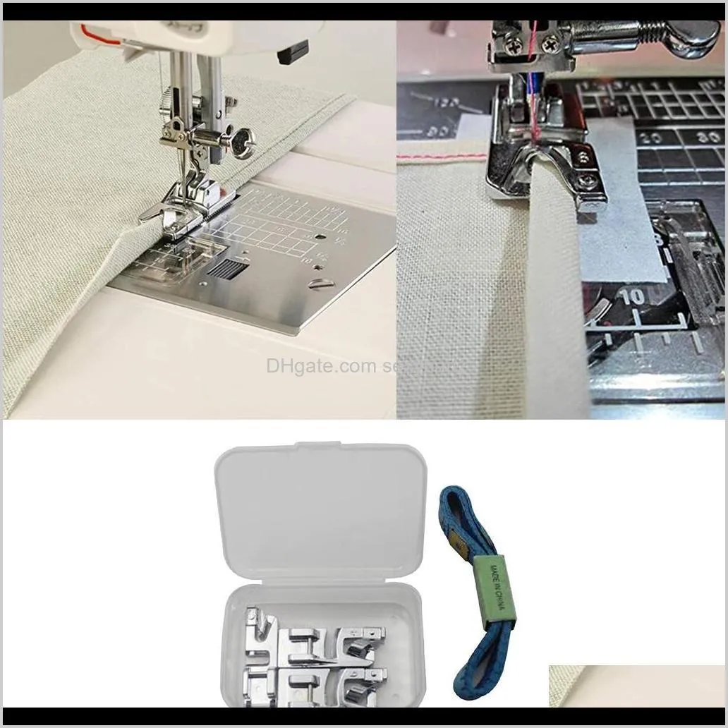 3pcs quilting patchwork sewing machine presser foot with edge guide for all low shank sewing machine tape measure in storage box