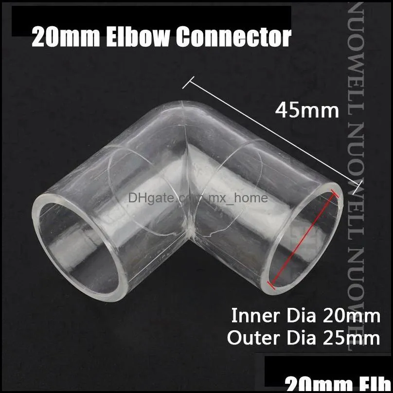 1pc I.D 16~32mm Transparent Acrylic Pipe Aquarium Fish Tank 90° Elbow Connector Plexiglass Water Supply Tube Home DIY Watering