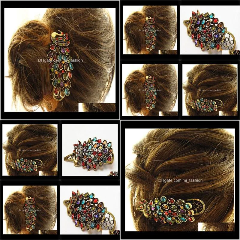 women crystal hairpins fashion peacock hair clips women hair jewelryps2445