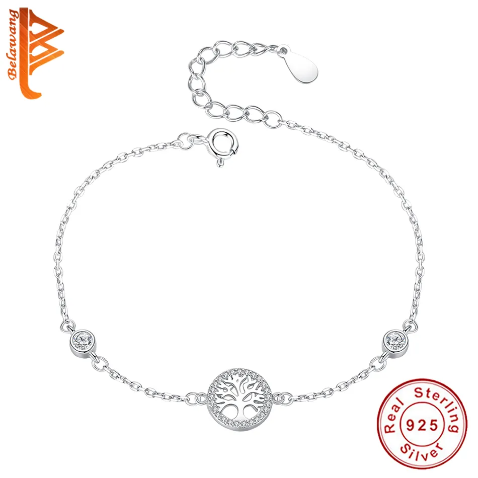 Bracelet à breloques en argent Sterling 925 avec arbre généalogique de la vie, en CZ transparent, à la mode, pour femmes et filles, bijoux de fête de noël, cadeau d'hiver
