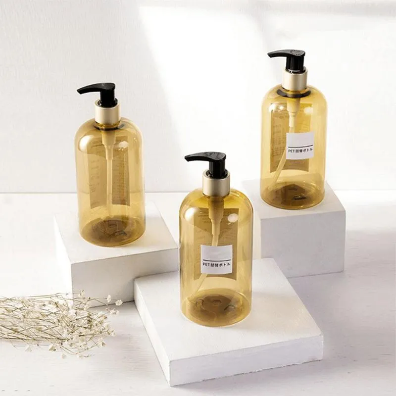Flytande tvål dispenser guldpress pump flaskan kropp tvätt kosmetisk lagring ersättning tom badrum påfyllbar