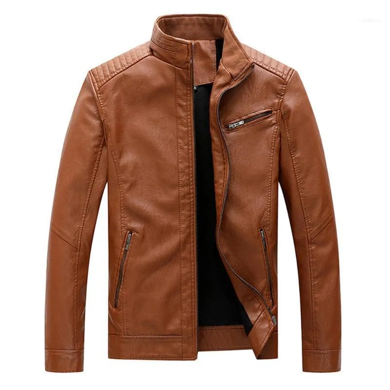 Men's Jackets Men Winter Leather Jacket Biker Motorcycle Zipper Long Sleeve Coat Top Blouses Autumn Winter1