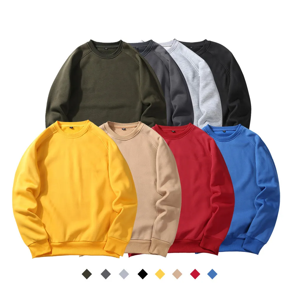 15+ couleurs Sweatshirts solides hommes printemps automne velours à manches longues hommes sweat-shirt décontracté épais chaud surdimensionné mâle pull 210524