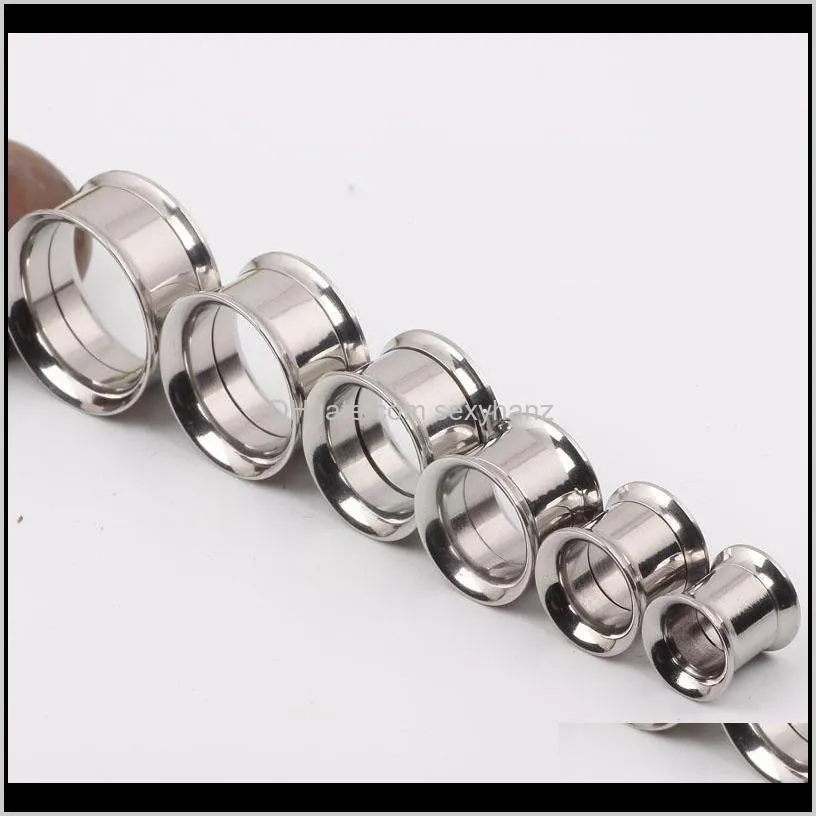 f15 mix 5-20mm 144pcs stainless steel silver ear tunnel body jewelry double flare flesh tunnel internally threaded