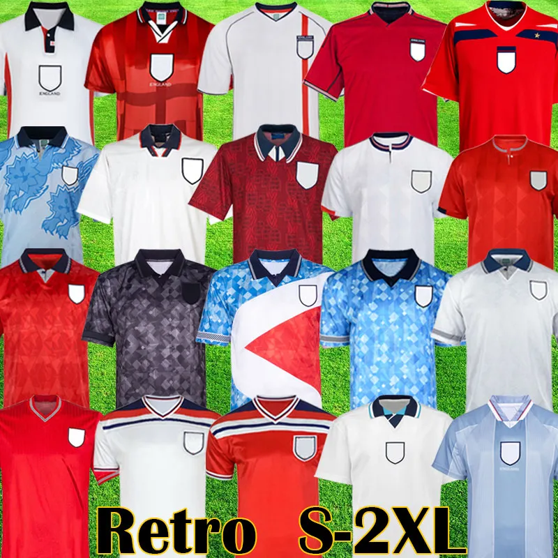 Retro classic 1990 1992 1994 1998 2002 World cup ENGLAND koszulki piłkarskie BLACKOUT zestawy Mash 1980 1982 1989 Vintage 1996 BECKHAM GASCOIGNE OWEN GERRARD koszulka piłkarska