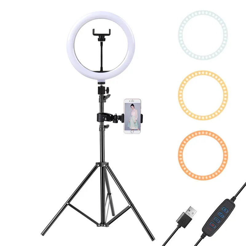 Kit Lumière Annulaire Selfie Avec Trépied Téléphone - LED Rechargeable, Réglable En Couleur Et Intensité - Pour Streaming, Maquillage, Vlog