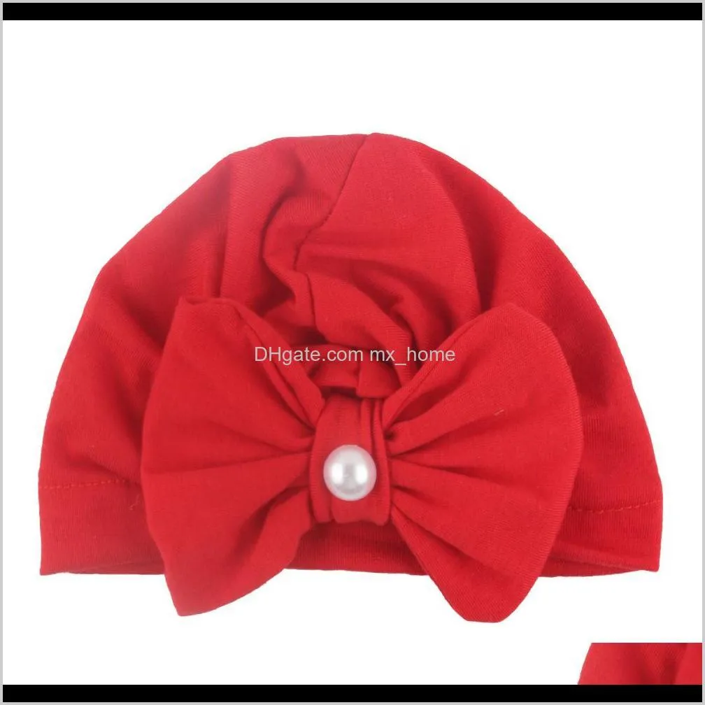 new type of children`s bow hat sticky bead cotton baby pullover cap baby products