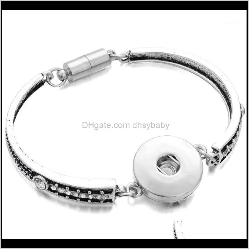 snap jewelry 18mm snap buttons bracelet wholesale flowers carved vintage magnetic bracelets for women men ze0301