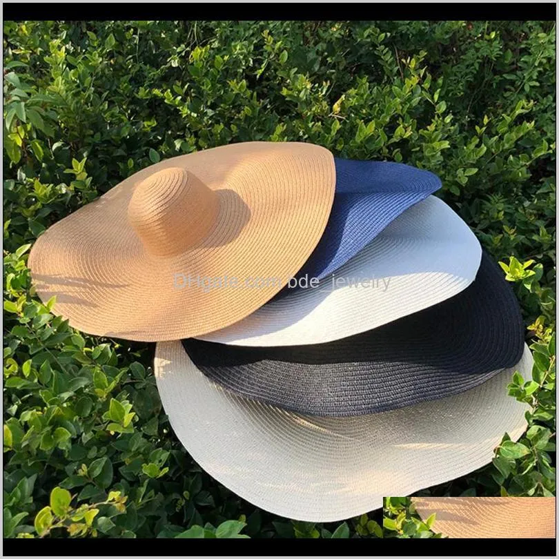 wide brim oversized beach hats for women large straw hat uv protection foldable sun shade wholesale drop