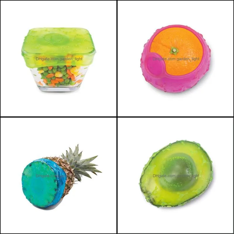 Kitchen Storage & Organization 4Pcs/Set Food Grade Silicone Fruit Vegetables  Keeping Cover Lid Bowl Sealed Melon Stretch Suction