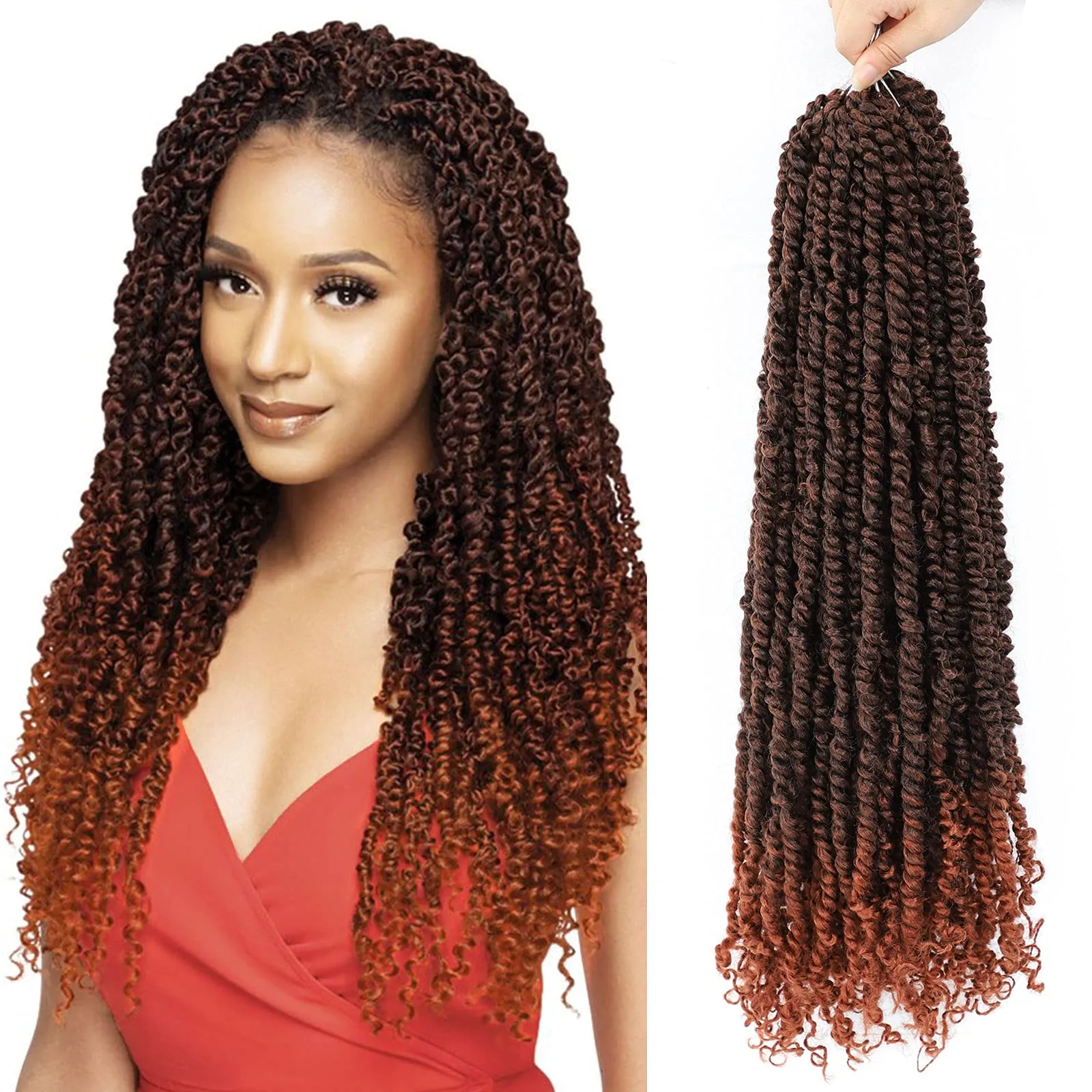 24 inch Passion Twist Crochet Hair for Black Women Pre twisted Loose Wave Crochet Hair Synthetic Braiding Hair Extensions LS01P