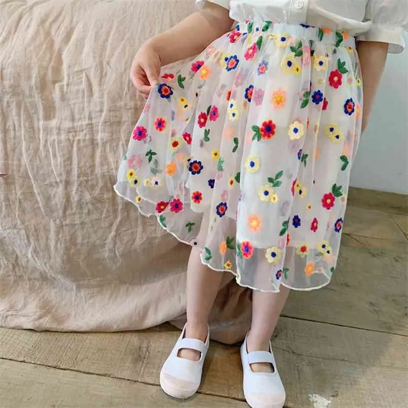 Girl Skirt Summer Korean s' Embroidered Children's Fairy Mesh Yarn Clothes 210528