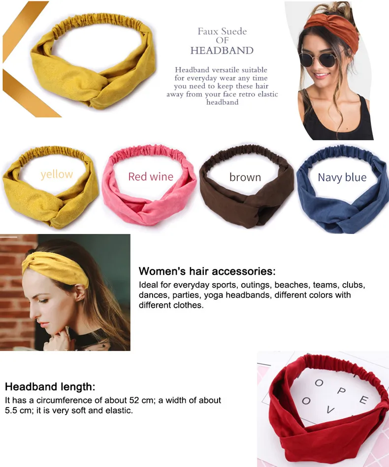 31 kleuren zachte effen kleur haarband vintage vrouwen hoofdband kruis top knoop elastische haarband meisjes haaraccessoires