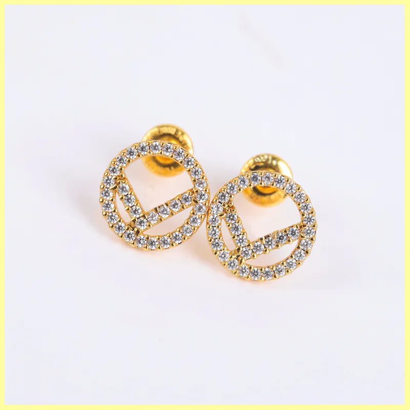 2023 Gold Hoop Earrings Designers Diamond Stud Earrings F Earring For Lady Women Party Wedding Lovers Gift Jewelry 925 Silver 21090105R
