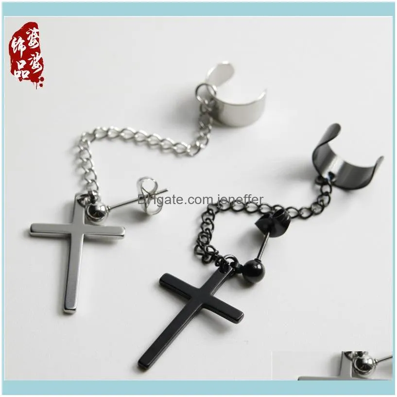 FactoryRDOF clip Ps352 ear stainless C steel cross earnail Chain men`s and women`s Earrings