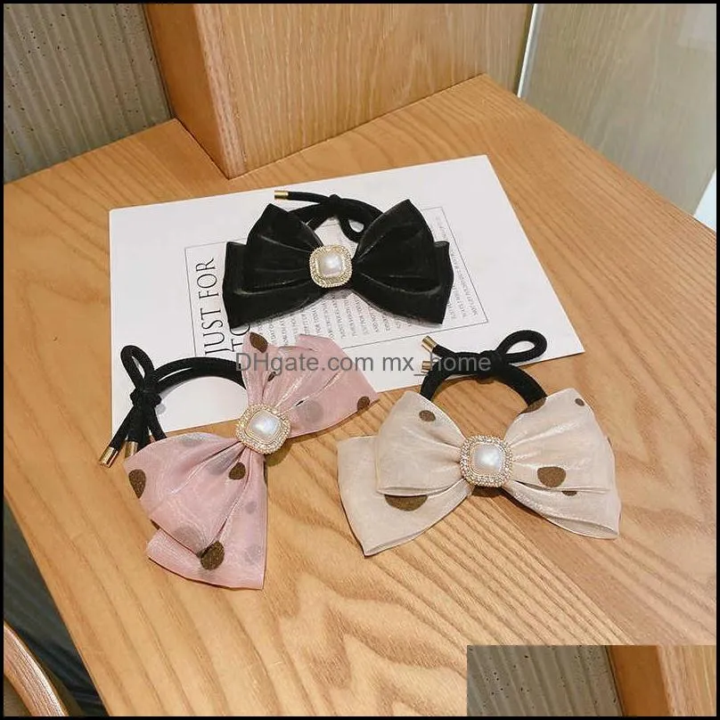 Hair Accessories Sweet Temperament Bow Circle Simple Elegant Pearl Rope Headdress