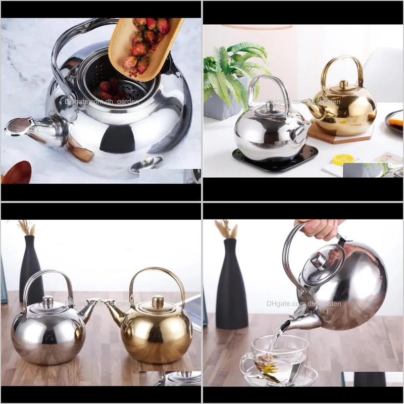 0.9l stainless steel teapot coffee pot kettle with tea leaf infuser filter coffee maker kung fu tea set sn2078