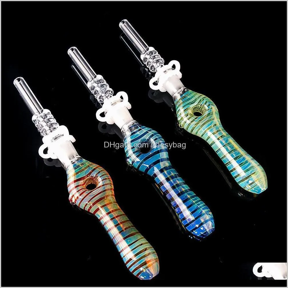 2020 glass nc kit with quartz tips dab straw oil rigs silicone smoking pipe glass pipe smoking accessories dab