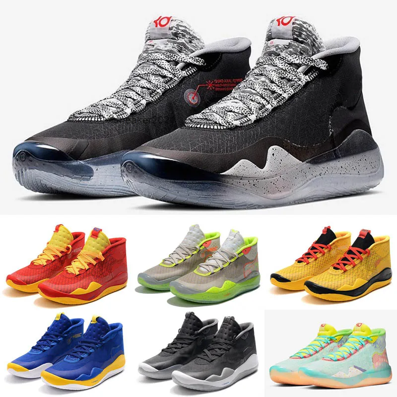 Nieuwe KD 12 EYBL Peach Jam University Red The 90s Kid Protro Green Camo basketbalschoenen Kevin Durant 11 Wolf Grey Oreo Sneakers