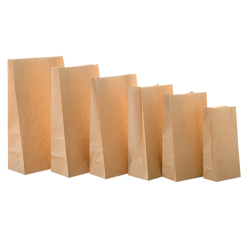 50 pcs 6 Tamanho Brown Kraft Paper Bags Bolinho Pão Cooking Packag Presente Bolsas Embalagem Biscoitos Comida Takeout Eco-Friendly Bag Y0305