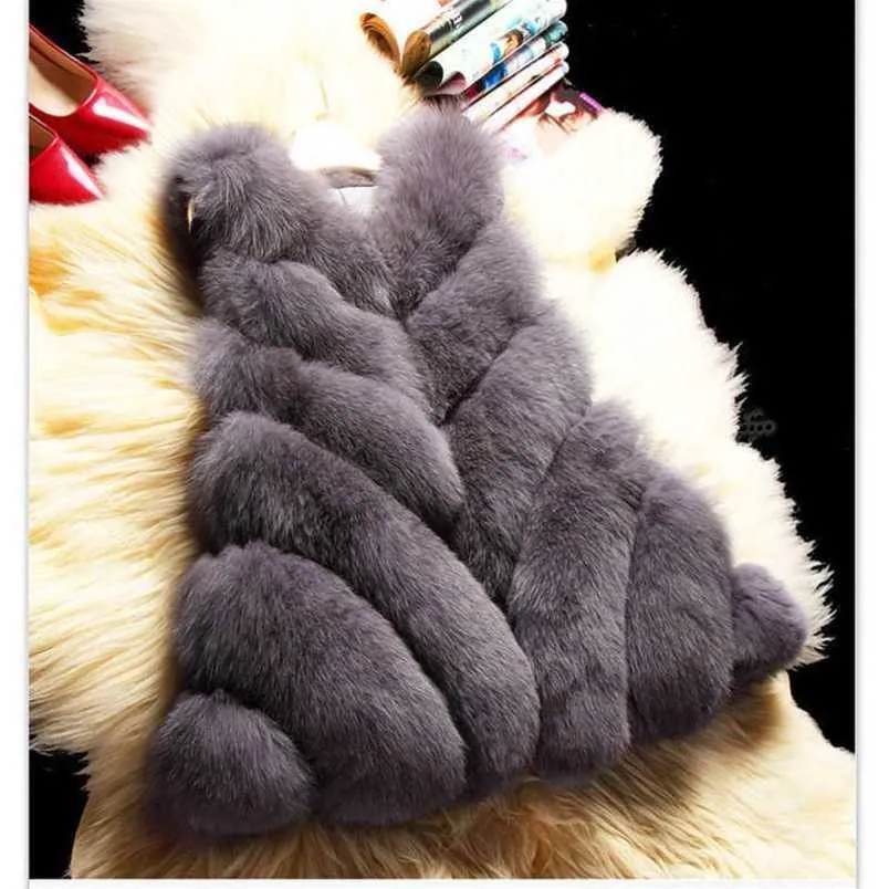 Women's Fur Integrated Splicing Imitation Coat Middle And Long Korean Vest 211207