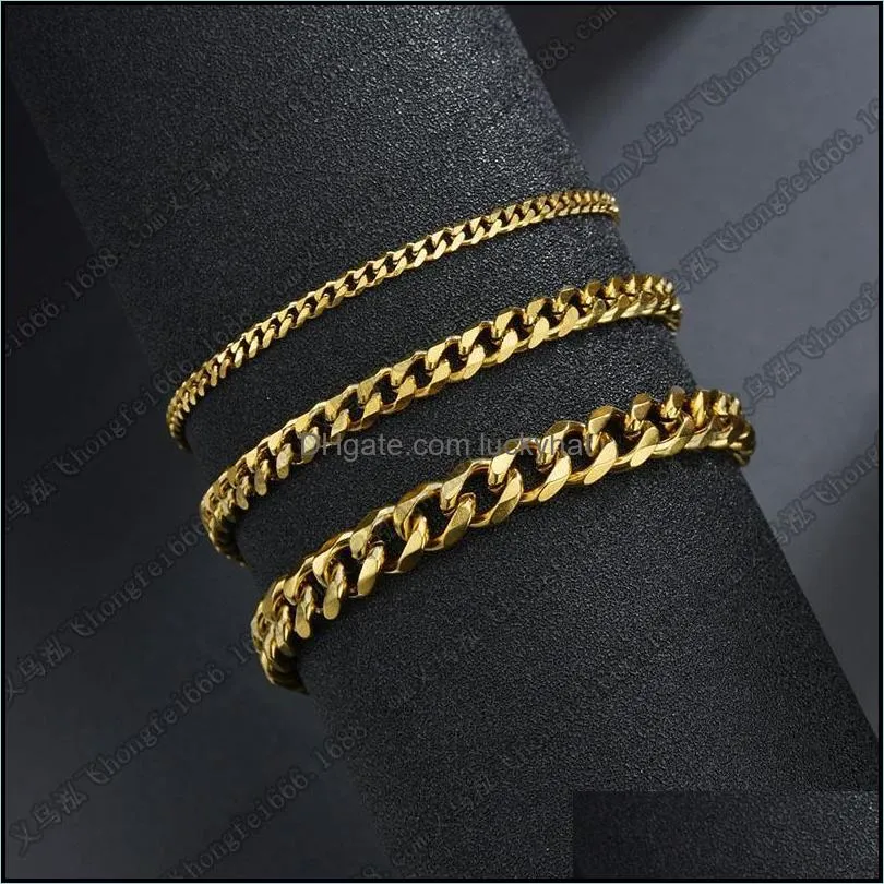 Link, Chain 5pcs/lot Wholesale Trendy Cuban Men Bracelet Classic Stainless Steel For Women Jewelry Gift In Bulk