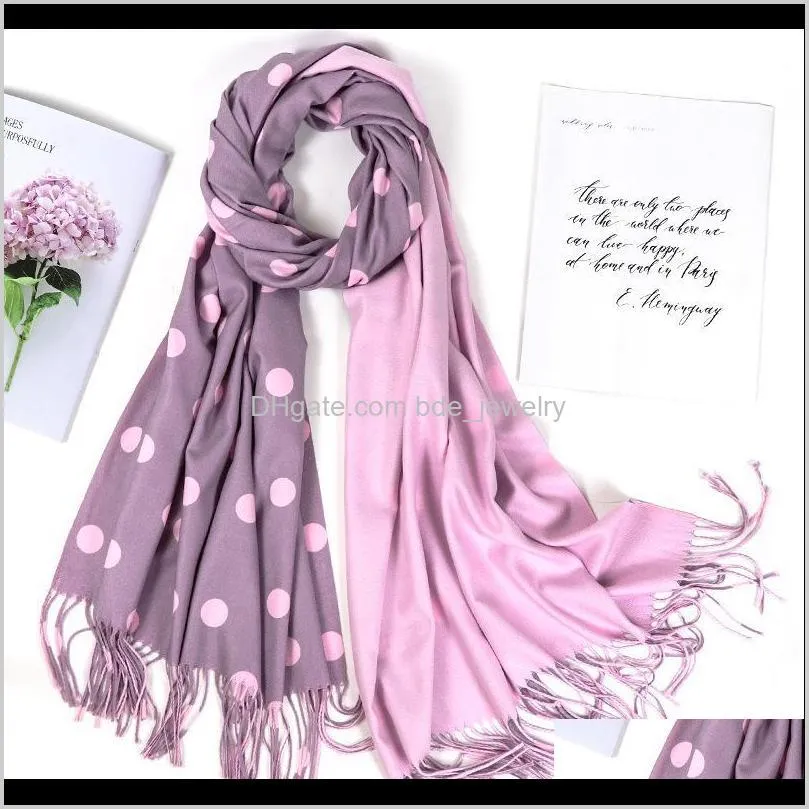 fashion autumn winter warm cashmere scarves dot pattern high quality long tassels women thicken wrap shawl ladies wool