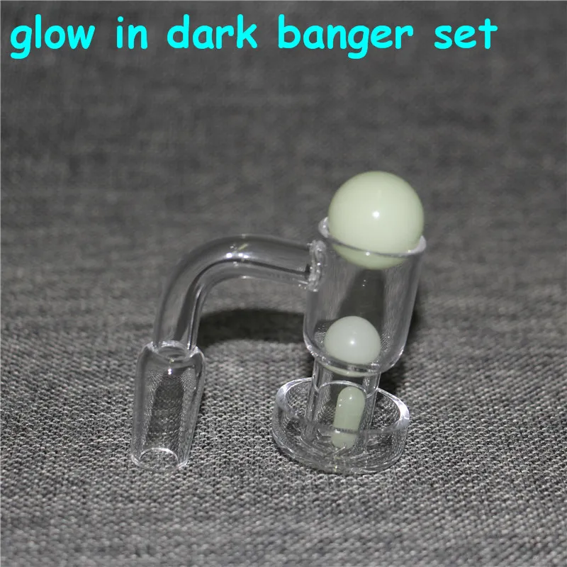 pipe per fumatori Quartz Banger Nail con Spinning Bubble Carb Cap e glow in dark Terp Pearl 14mm 90 Degrees For Glass Bong