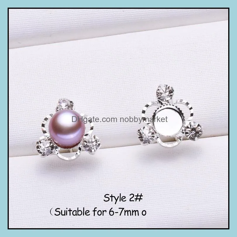 Pearl Earrings Settings 925 Sliver Stud Earring 16 Styles DIY Pearl Earring Jewelry Settings Suitable for Pearl 6mm and Above Christmas