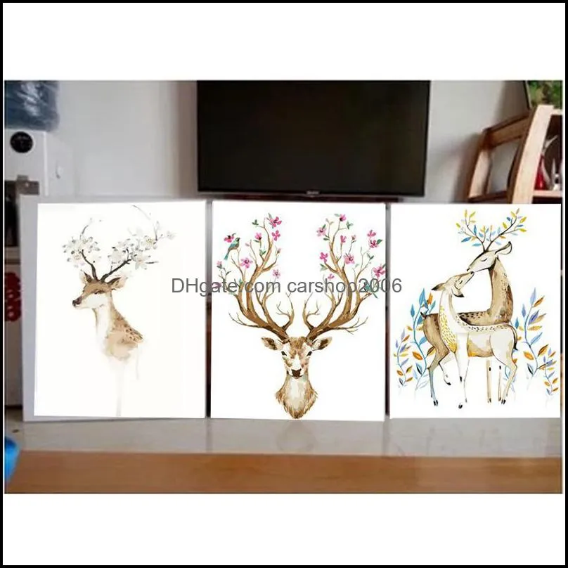 DIY Oil Painting Decorated Animal Picture Art Paint Hand Painted Deer Oil Painting For Sofa Wall Decor No Frame 16*20inch VT1495-1