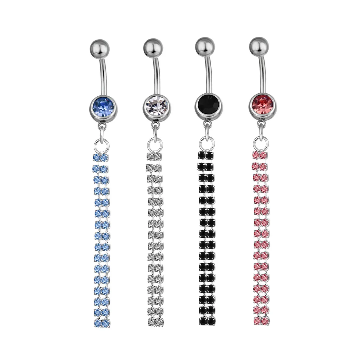 D0021 (4 colores) Botón de cristal Botón de ombligo Anillos de ombligo Perforación del cuerpo Joyería Piercing Accesorios Accesorios Charm de moda (20 PCS / LOT)