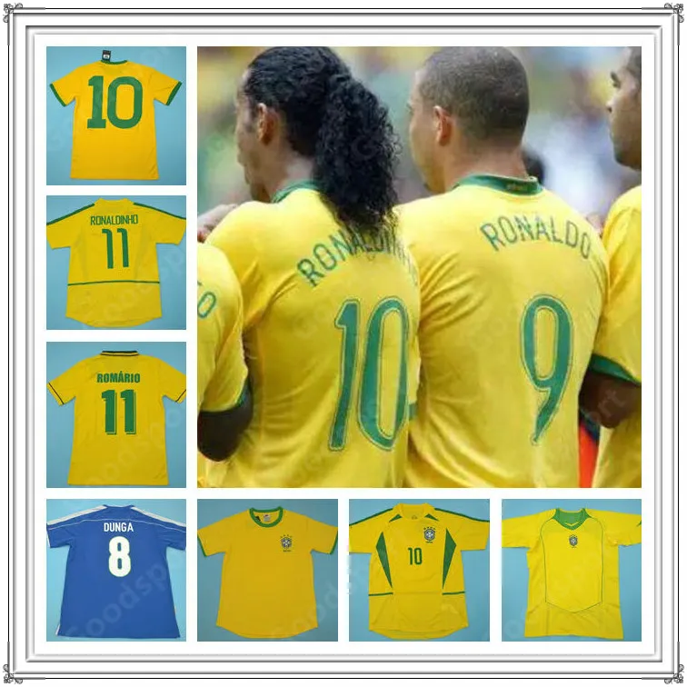 Retro Pele Brasil Jerseys قمصان Ronaldo R Carlos Romario Ronaldinho Betbeto Kaka Rivlado Adriano Football Calcio Putebol Pele